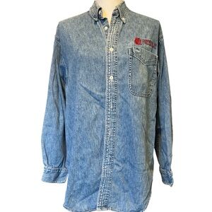 Vintage Boa Resort Denim Button-Up Shirt--University of Oklahoma-Size M--OU FANS